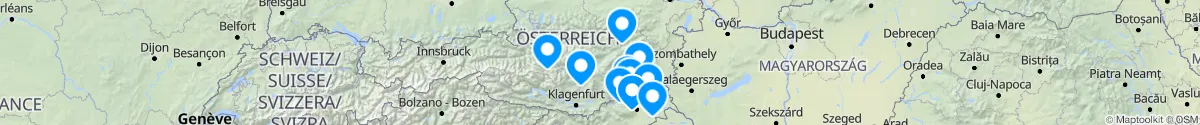 Kartenansicht für Apotheken-Notdienste in Steiermark